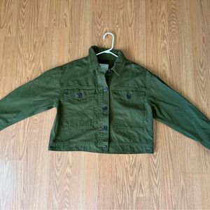 Free Assembly Cropped Jacket NWT Size Large Olive Green Button Up